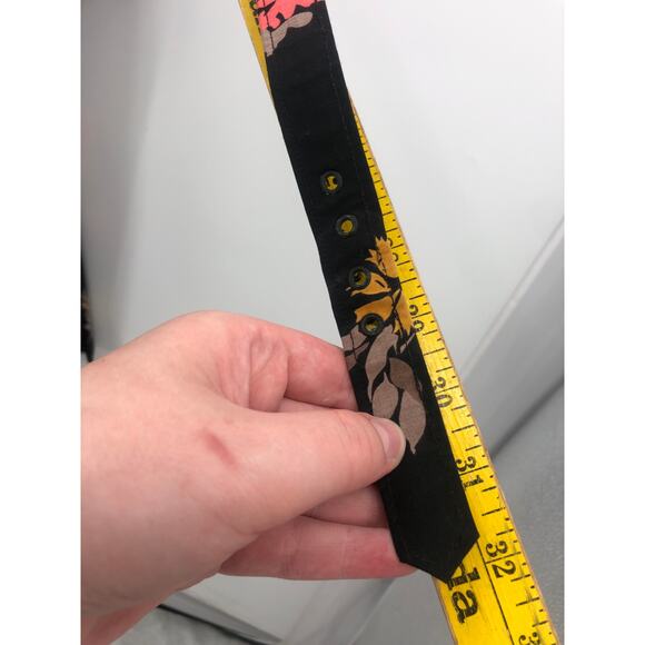 Vintage Sleeveless Belted Fit Flare Dress Halter Neck Backless Floral Circle - Picture 12 of 12